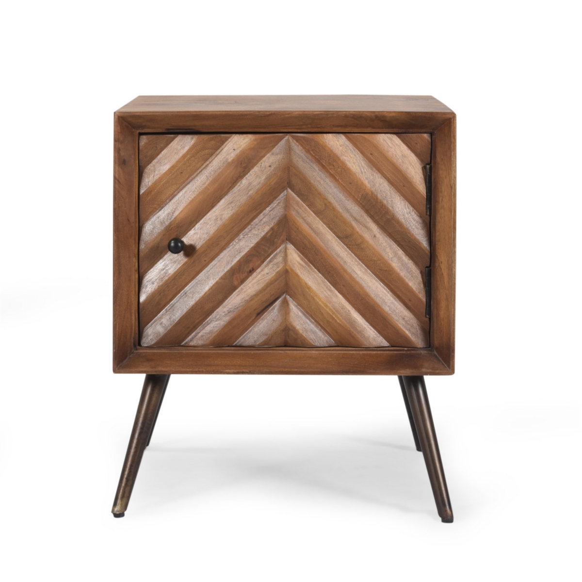 Simplie Fun Mid-Century Modern Mango Wood Cabinet With Chevron Tile Door