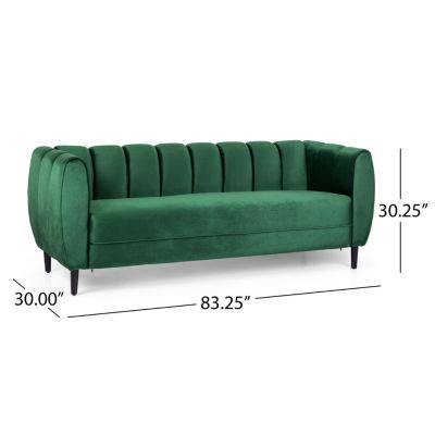 Miranda Velvet Sofa Modern Glam with Channel Stitching
