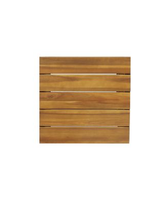 Noe Acacia Wood Bar Stools, Set Of 2, Teak Finish, Black