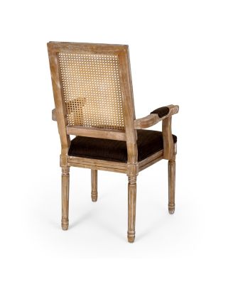 Streamdale Elegant Upholstered Dining Chair With Cane Backrest And Armrests