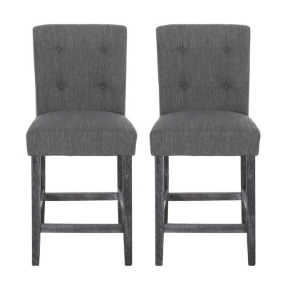 set of 2 counter stools 26 inch contemporary style button tufted upholstered design