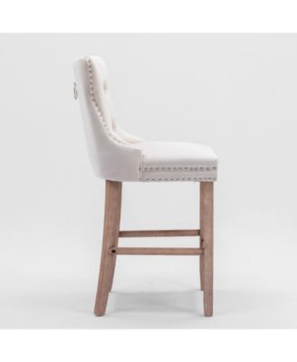 Velvet Barstools with Button Tufted Backrest and Chrome Trim (Set Of 2)