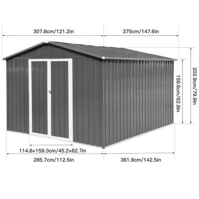 Streamdale 10FTx12FT Outdoor Storage Shed with Punched Vents and Hinged Door