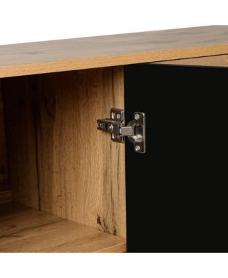 Streamdale Carved Wood Storage Cabinet with Metal Handles