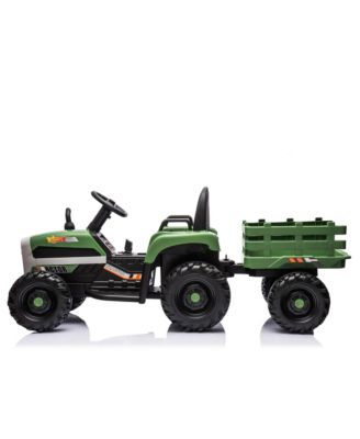 24V Electric Ride-On Tractor with Trailer, Remote Control, Music, Lights, Safety Belt