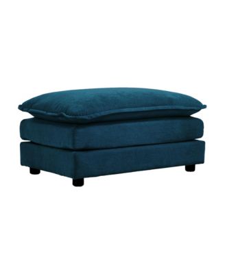 Modular Sectional Sofa with Reversible Ottoman, Blue Chenille