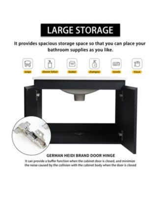 Wall-Mounted Bathroom Vanity with Ceramic Sink & Soft-Close Doors