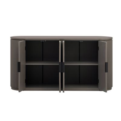 Vertical Striped Cabinet with Adjustable Shelves & Metal Handles