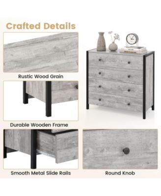 4-Drawer Dresser Modern Wooden Chest of Drawers for Bedroom Living Room