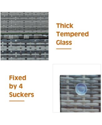 3 Pieces Patio Rattan Furniture Bistro Sofa Set with Cushioned