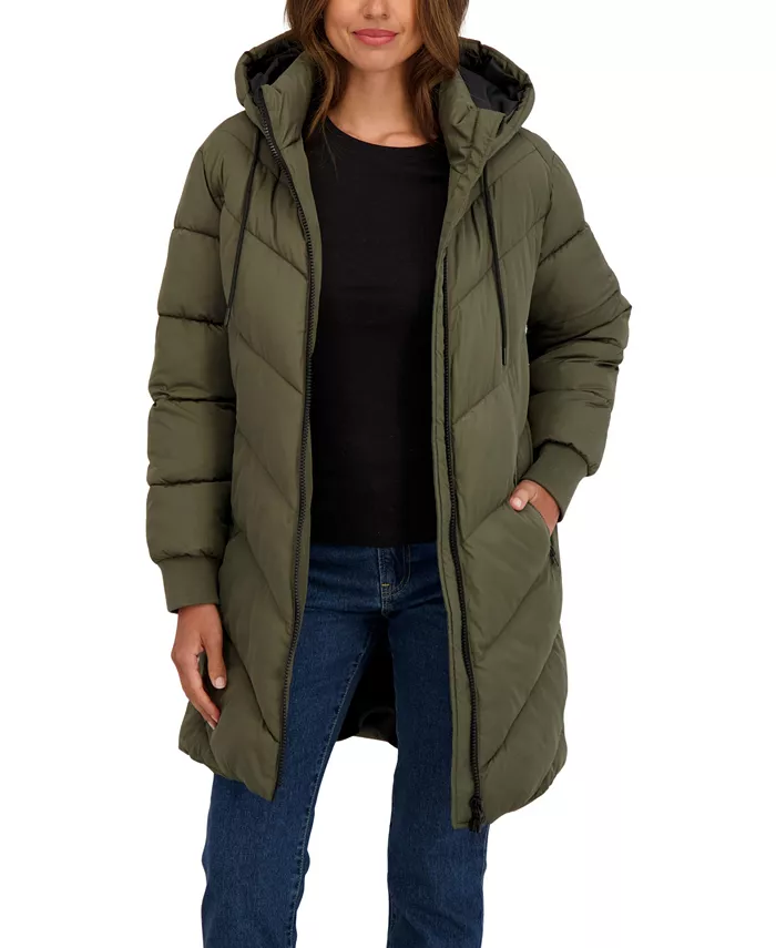 Juniors' 3/4 Puffer Jacket with Hood - thumbnail 4