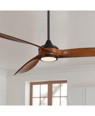 60" Modern 3 Blade Indoor Ceiling Fan with Dimmable LED Light Remote Control Matte Black Koa for Living Kitchen House Bedroom Family Dining