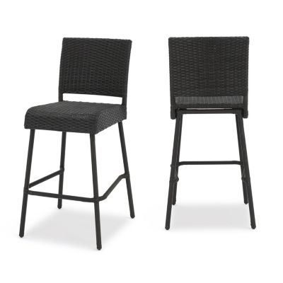 Streamdale Dark Brown Wicker Outdoor Barstools (Set Of 2)