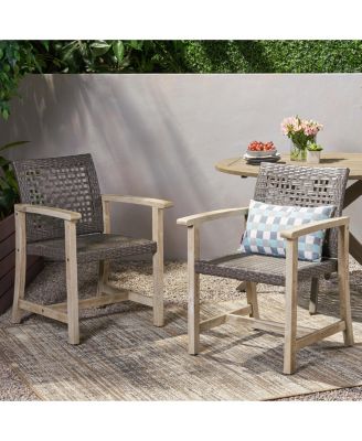 Streamdale Acacia Wood And Wicker Dining Chairs (Set Of 2)