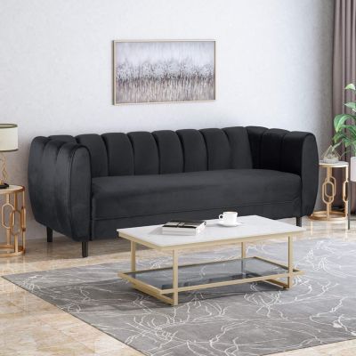 Miranda Velvet Sofa: Modern Glam With Channel Stitching