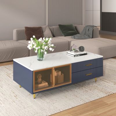 Modern Coffee Table with Storage & Lighting