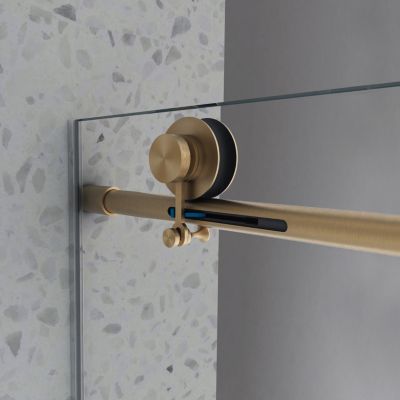 Streamdale Brushed Gold Frameless Shower Door with Nano Glass & Soft-Close