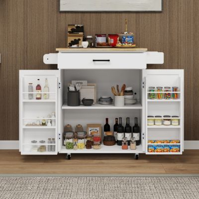 Stylish Kitchen Island Cart with Storage and Rack