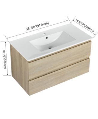 Streamdale 36" Wood Grain Vanity with Ceramic Sink & Soft-Close Drawers