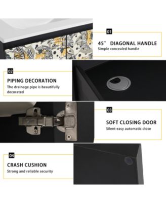 Wall-Mounted Vanity with Ceramic Sink & Soft-Close Doors