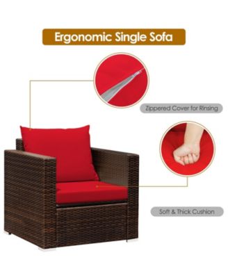 3 Pieces Patio Conversation Rattan Furniture Set with Cushion