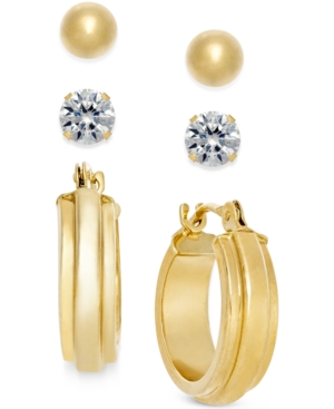 image of Stud and Hoop Earring Set in 10k Gold