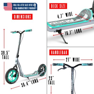 Large Kick Scooter for Adults & Teens – 12" Air Tires, Wide Deck, Handbrake & Kickstand – Urban Glide - Teal