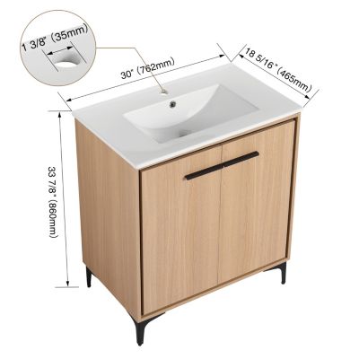 30" Bathroom Vanity with Storage Cabinet, Engineered Wood