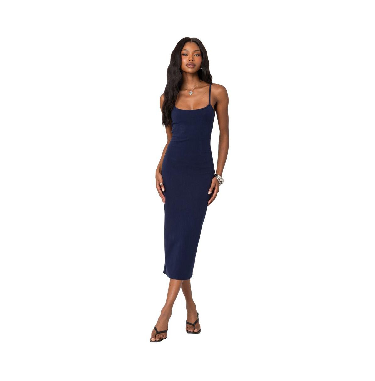 Edikted Air back slitted midi dress