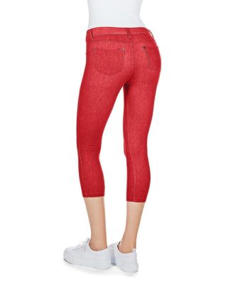 Women's Denim Zipper Capri Cotton Blend Jean Leggings