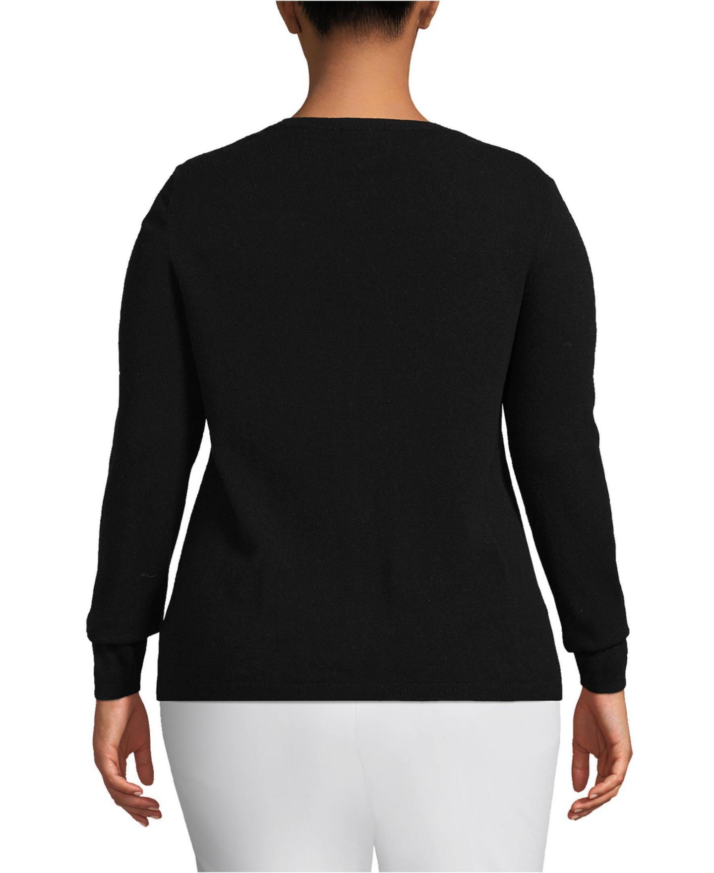 Женский кардиган Lands' End Plus Size Cashmere Cardigan, цвет: Чёрный — фото 2