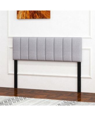 Adjustable Width Linen Upholstered Solid Wood Leg Headboard