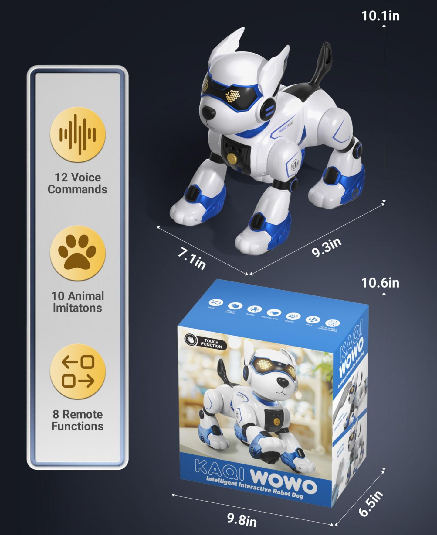 Детская игрушка SUGIFT Smart Interactive Robot Dog Toy for Kids with Remote Control, Voice and Touch Features, цвет: Синий — фото 3