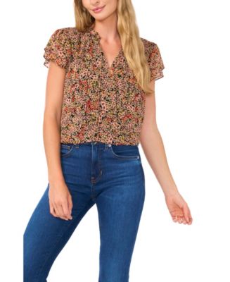 CeCe Black Tie Front Blouse
