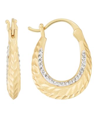 Clear Crystal Diamond Cut Hoop Earring