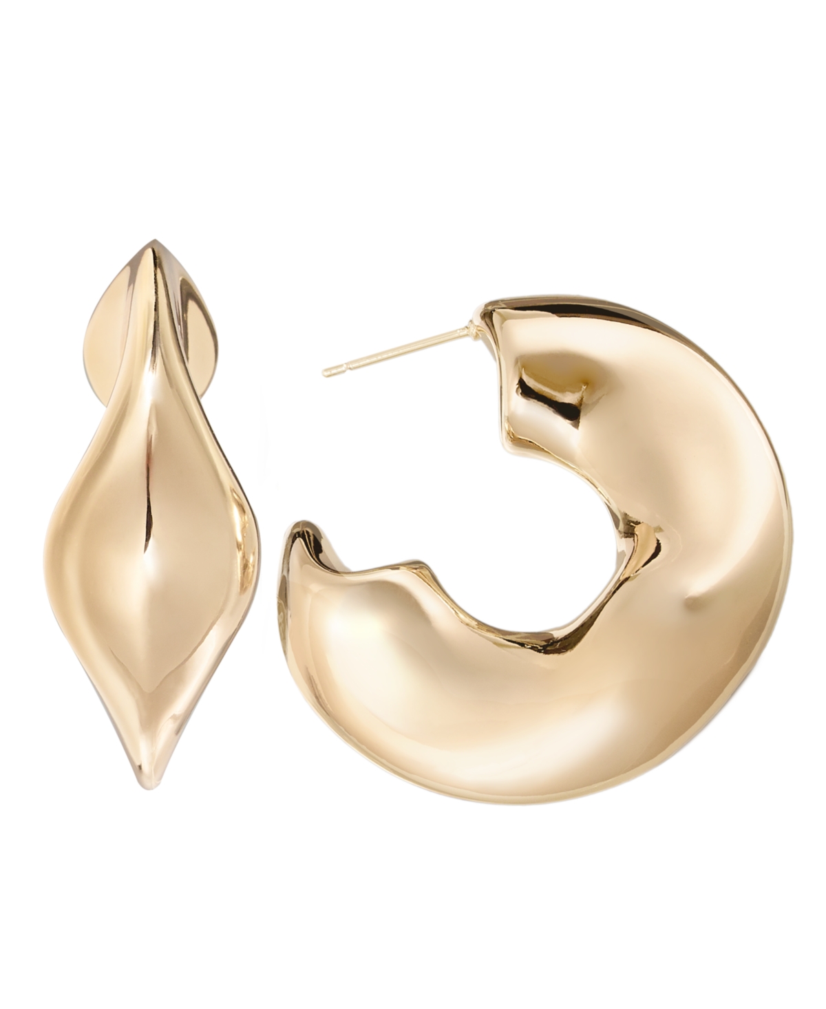 And Now This Silver Plated Or 18k Gold Plated Brass Wavy C Hoop Earring In Silver