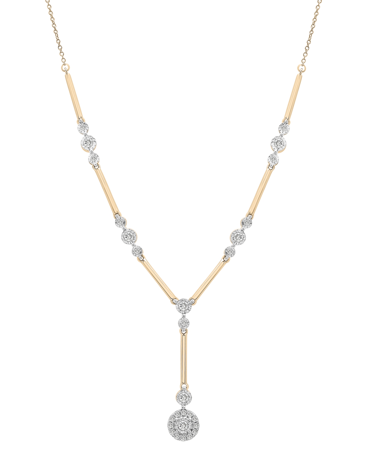 Wrapped In Love Diamond Station Lariat Necklace (1/2 Ct. T.w.) In 14k Gold, 15" + 2" Extender, Created For Macy's In Yellow Gold