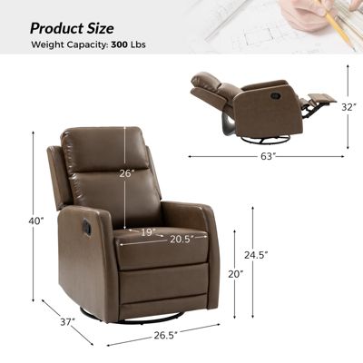 Donat Faux Leather Swivel Recliner