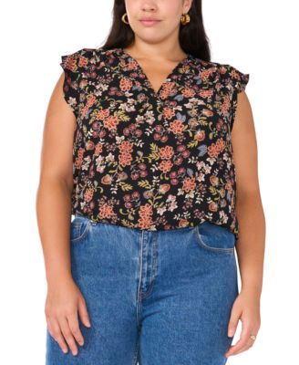 Vince Camuto, 2xl 
Women's Plus Size Printed V-Neck Bubble Sleeve Top