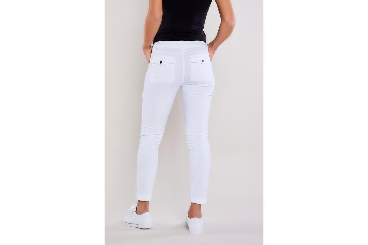 Anatomie Women's Kate Skinny Cargo Pant In White