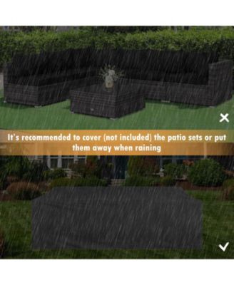 7 Pieces Patio Rattan Furniture Set with Sectional Sofa Cushioned