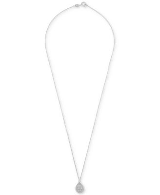 Diamond Teardrop Halo Cluster 18" Pendant Necklace (1/4 ct. t.w.) in Sterling Silver, Created for Macy's