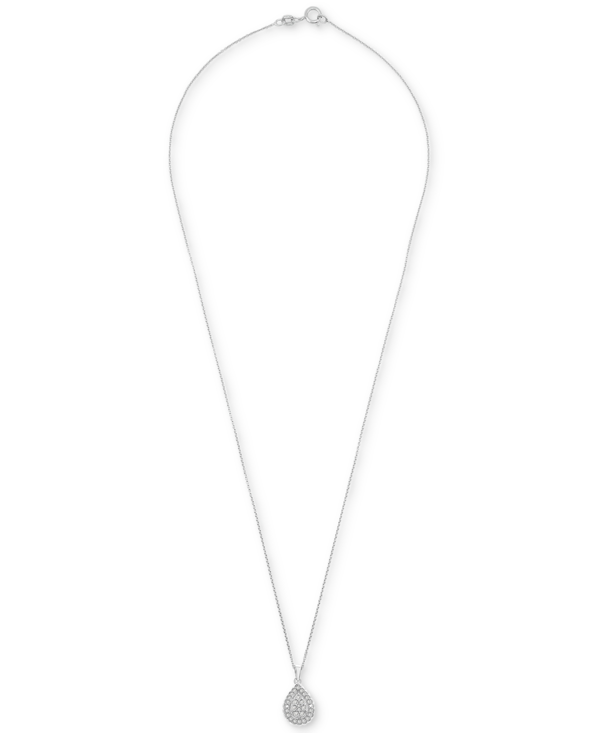 Macy's Diamond Teardrop Halo Cluster 18" Pendant Necklace (1/4 Ct. T.w.) In Sterling Silver, Created For Ma In Sterling Silver