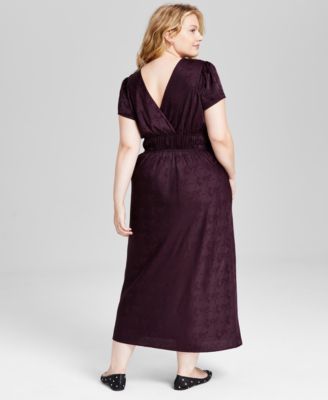 And Now This Trendy Plus Size Lace-Trim Satin Bow Print Dress, Created for Macy's