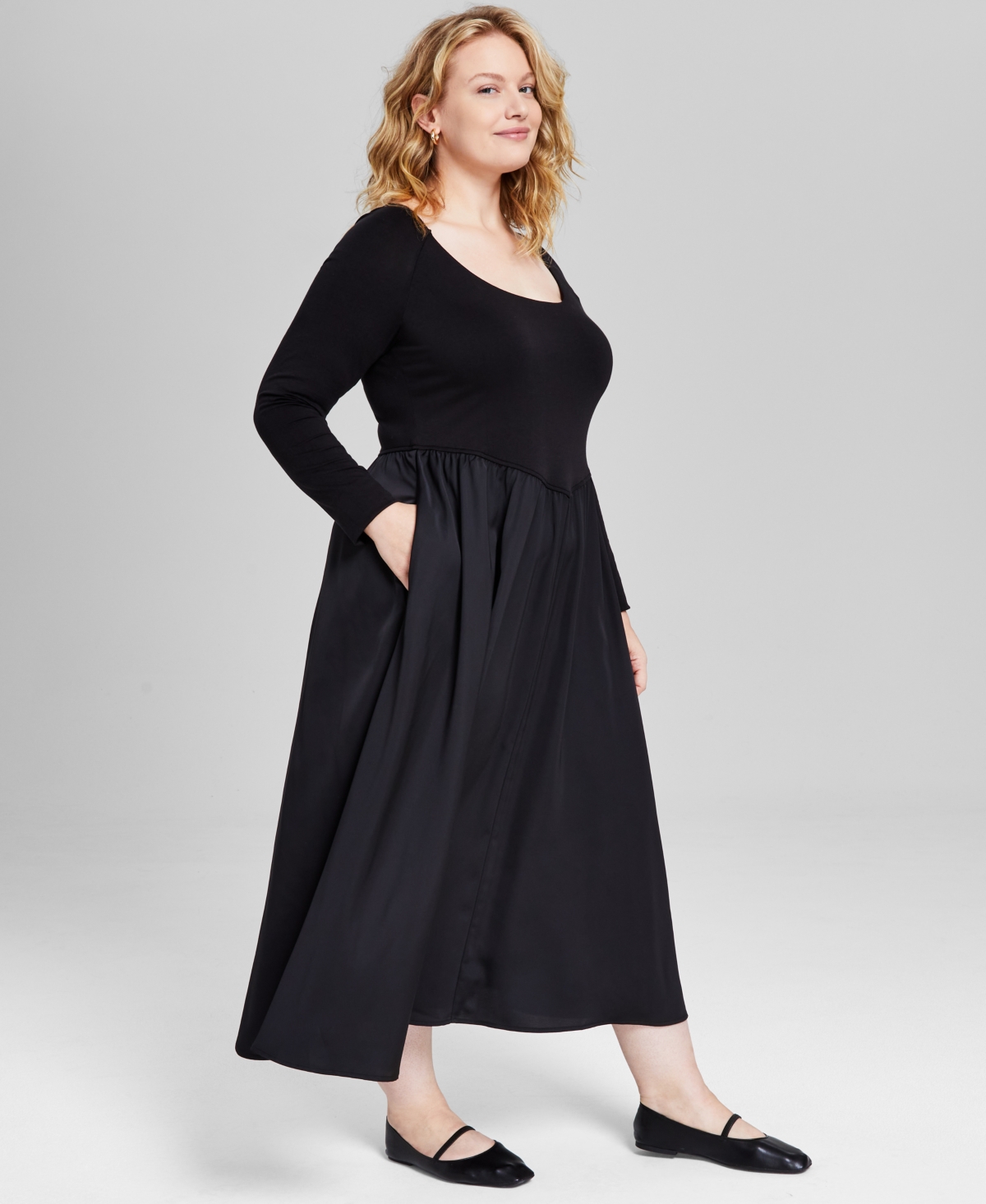 And Now This Trendy Plus Size Mixed-Media Midi Dress, Created for Macy's