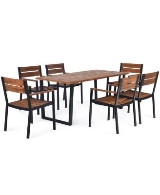 Patented 7 Pieces Patented Outdoor Patio Dining Table Set with Hole