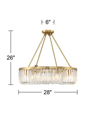 Jenna Modern Glam Ceiling Light Semi Flush-Mount Fixture 28" Soft Gold Metal 8-Light Clear Glass Shade for Bedroom Kitchen Living Family Room Hallway Dining Bathroom House