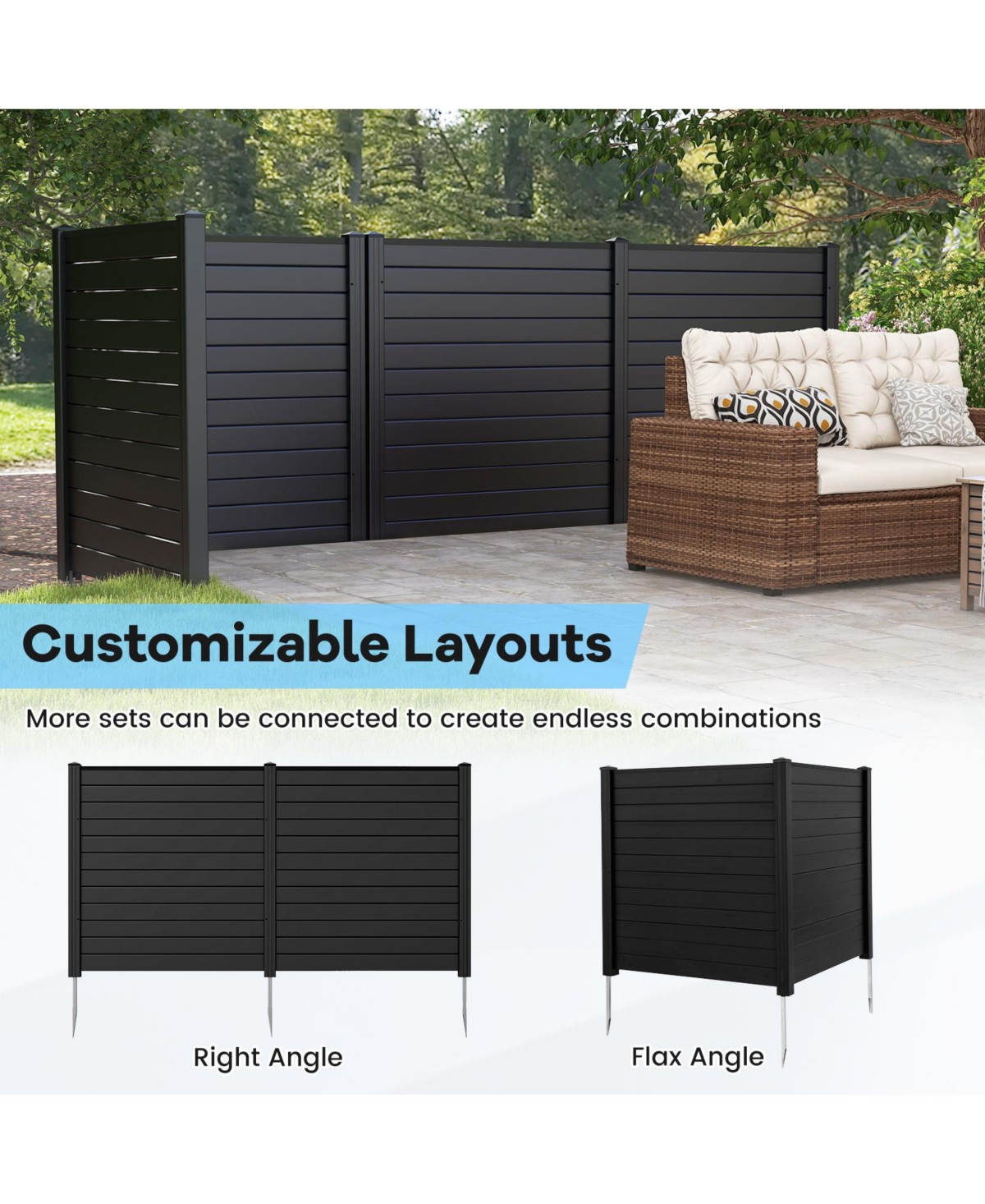 2 Pack Inches L x 49 Inches H Air Conditioner Fences with Sturdy Metal Ground Stakes