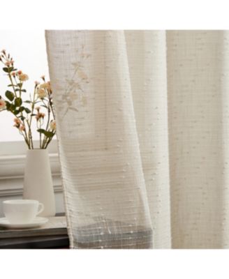 Emily Faux Linen Semi Sheer Light Filtering Transparent Grommet Lightweight Window Curtains Drapery Panels, 2 Panels