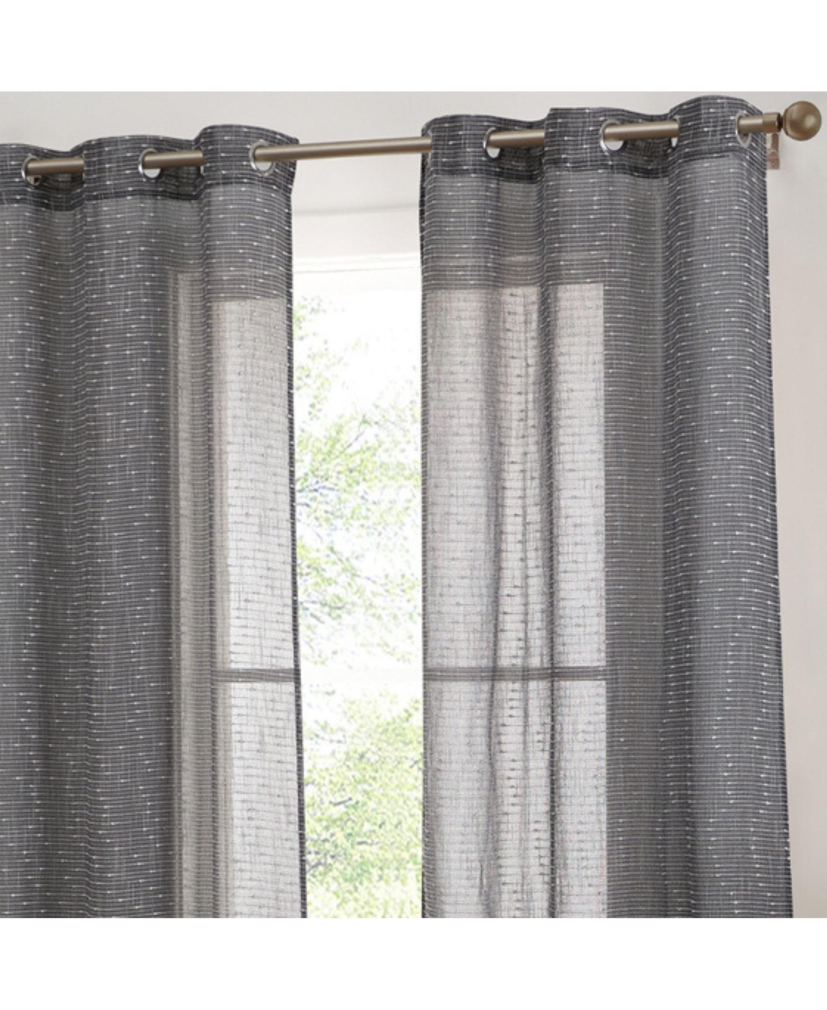 Hlc.me Emily Faux Linen Semi Sheer Light Filtering Transparent Grommet Lightweight Window Curtains Drapery Panels
